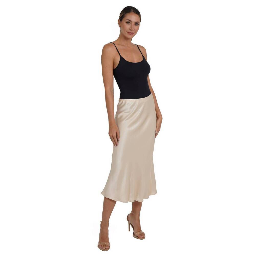 NEW LOVE TOKEN rosabel midi skirt in champagne